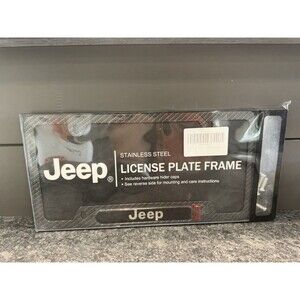 License Plate Frame Front&Rear w/ Screw Caps Carbon Fiber Texture For Jeep